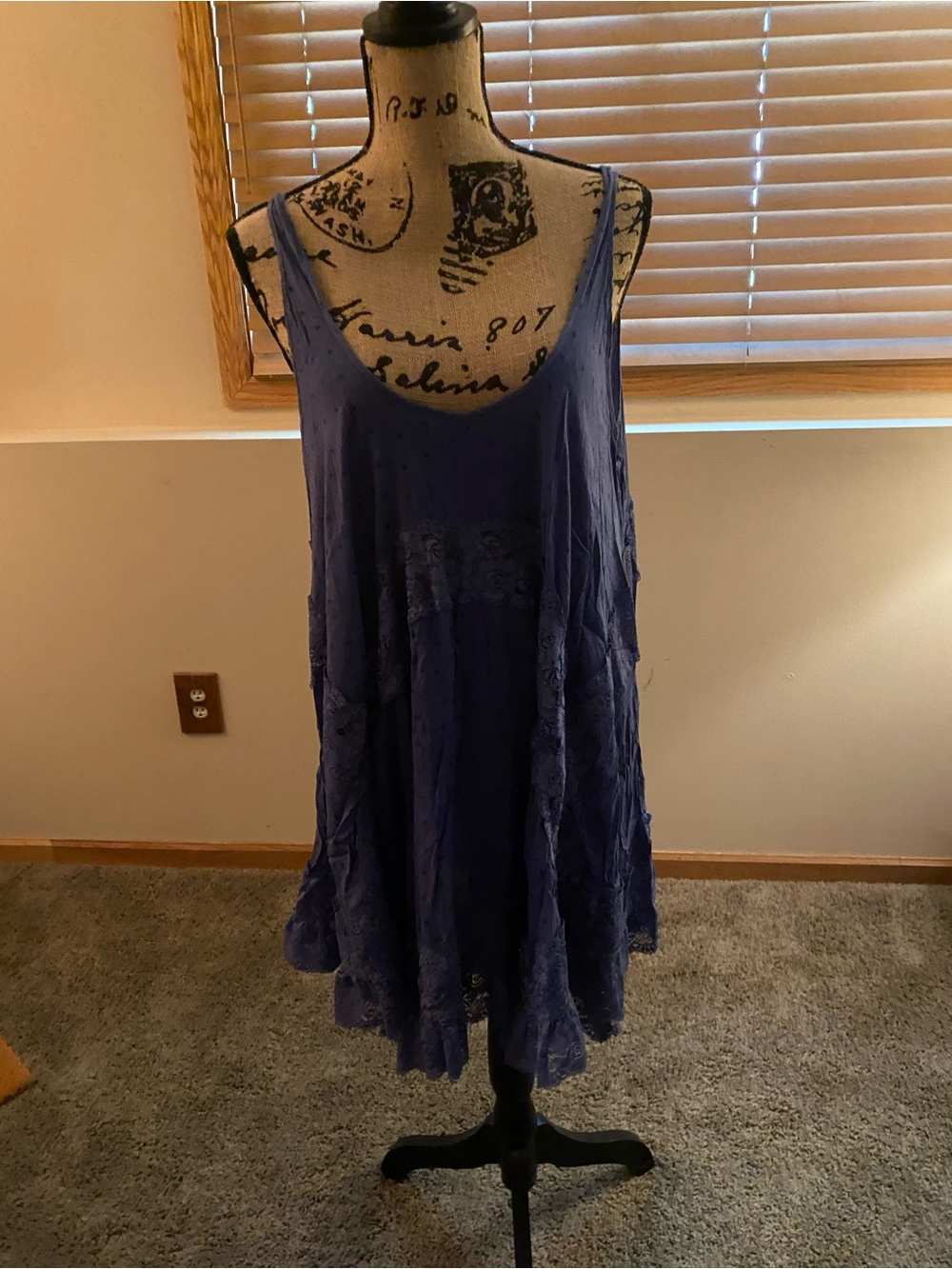 Free People Purple Lace-Trim Sleeveless Tunic